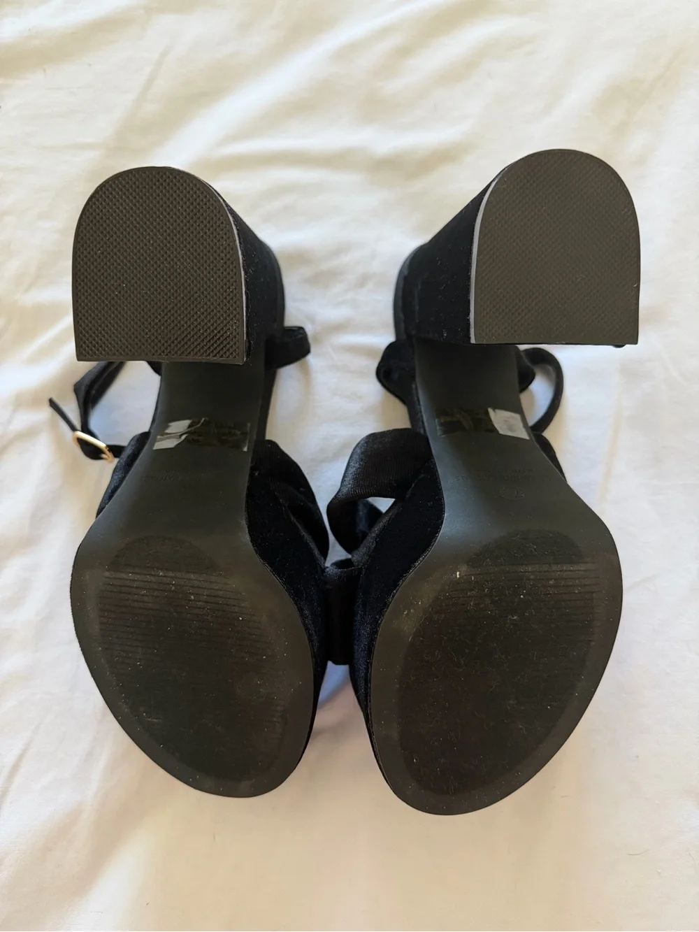 Lulu's Black Velvet Platform Knot Block Heels